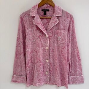 Ralph Lauren Paisley Pajama Top Pink Medium